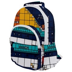 Abstract Statistics Rectangles Classification Rounded Multi Pocket Backpack by Pakemis