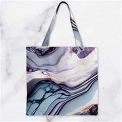 Marble Abstract White Pink Dark Art Zipper Grocery Tote Bag by Pakemis