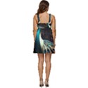 Peacock Bird Feathers Colorful Texture Abstract Ruffle Strap Babydoll Chiffon Dress View4