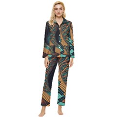 Big Data Abstract Abstract Background Backgrounds Womens  Long Sleeve Velvet Pocket Pajamas Set by Pakemis