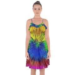 Colour Background Structure Lines Explosion Pop Ruffle Detail Chiffon Dress by Pakemis