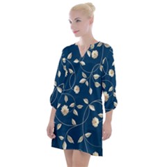 Flora Flower Flowers Nature Abstract Wallpaper Design Open Neck Shift Dress by Ravend