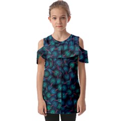 Background Abstract Textile Design Fold Over Open Sleeve Top by Ravend