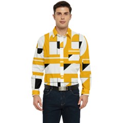 Design Pattern Yellow Background Art Men s Long Sleeve Pocket Shirt  by Jancukart