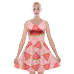 Background Watermelon Pattern Fruit Food Sweet Velvet Skater Dress by Jancukart