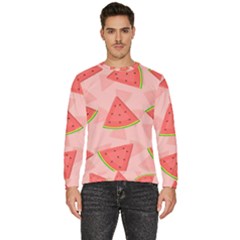 Background Watermelon Pattern Fruit Food Sweet Men s Fleece Sweatshirt by Jancukart