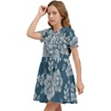 Flowers Design Floral Pattern Stems Plants Kids  Bow Tie Puff Sleeve Dress View3