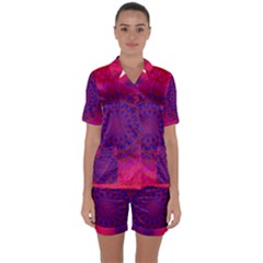 Geometric Pattern Line Art Kaleidoscope Symmetry Satin Short Sleeve Pajamas Set by Jancukart