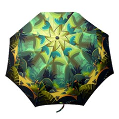 Jungle Rainforest Tropical Forest Jungle Scene Folding Umbrellas by Jancukart