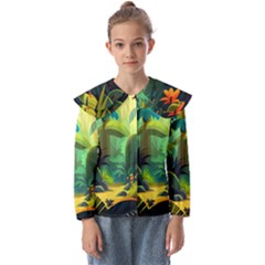 Jungle Rainforest Tropical Forest Jungle Scene Kids  Peter Pan Collar Blouse by Jancukart