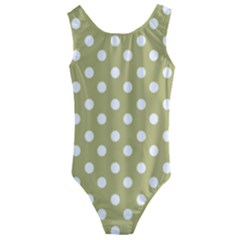 Lime Green Polka Dots Kids  Cut-out Back One Piece Swimsuit by GardenOfOphir