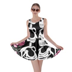 Black And White Rose Sugar Skull Skater Dress by GardenOfOphir