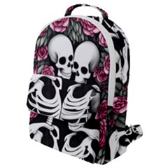 Black And White Rose Sugar Skull Flap Pocket Backpack (small) by GardenOfOphir