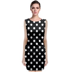 Black And White Polka Dots Classic Sleeveless Midi Dress by GardenOfOphir