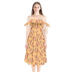 Fish Clownfish Orange Background Shoulder Tie Bardot Midi Dress by Ravend