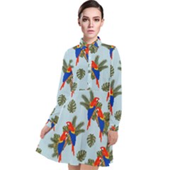 Birds Animals Nature Background Long Sleeve Chiffon Shirt Dress by Ravend