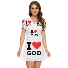 I Love God V-neck High Waist Chiffon Mini Dress by ilovewhateva