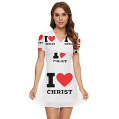 I Love Christ V-neck High Waist Chiffon Mini Dress by ilovewhateva