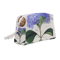 Blue Hydrangea Flower Painting Vintage Shabby Chic Dragonflies Wristlet Pouch Bag (medium) by danenraven