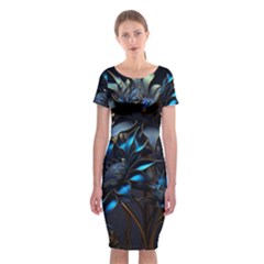 Flower Metal Flowers Sculpture Classic Short Sleeve Midi Dress by Ravend