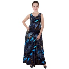 Flower Metal Flowers Sculpture Empire Waist Velour Maxi Dress by Ravend