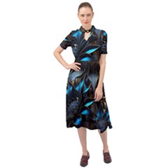 Flower Metal Flowers Sculpture Keyhole Neckline Chiffon Dress by Ravend