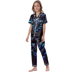 Flower Metal Flowers Sculpture Kids  Satin Short Sleeve Pajamas Set by Ravend