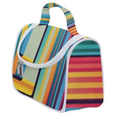 Colorful Rainbow Striped Pattern Satchel Handbag by Uceng