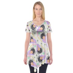 Pattern Pastel Drawing Art Short Sleeve Tunic  by Uceng