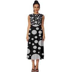 Black Circle Pattern Sleeveless Round Neck Midi Dress by artworkshop