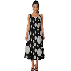 Black Circle Pattern Square Neckline Tiered Midi Dress by artworkshop