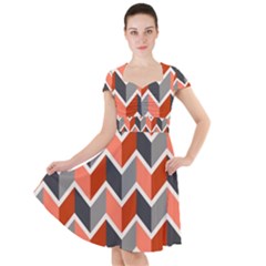 Colorful Zigzag Pattern Wallpaper Free Vector Cap Sleeve Midi Dress by artworkshop