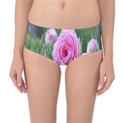 Flowers Mid-waist Bikini Bottoms by artworkshop