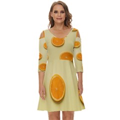 Fruite Orange Shoulder Cut Out Zip Up Dress by artworkshop