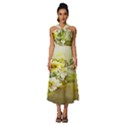 Watercolor Yellow And-white Flower Background Sleeveless Cross Front Cocktail Midi Chiffon Dress View1