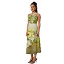 Watercolor Yellow And-white Flower Background Sleeveless Cross Front Cocktail Midi Chiffon Dress View2