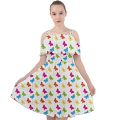 Butterfly Pattern Design Wallpaper Background Cut Out Shoulders Chiffon Dress by Ravend