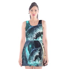 Sculpture Dinosaur Shark Frozen Winter Fantasy Scoop Neck Skater Dress by Ravend