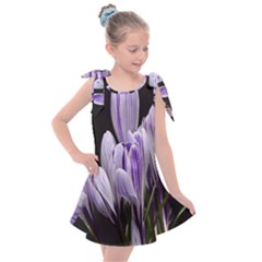 Crocus Flowers Purple Flowers Spring Nature Kids  Tie Up Tunic Dress by Ravend