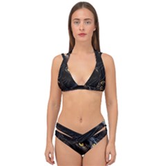 Ai Generated Cat Moon Feline Cute Double Strap Halter Bikini Set by Ravend