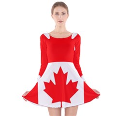 Canada Flag Canadian Flag View Long Sleeve Velvet Skater Dress by Ravend