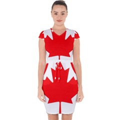 Canada Flag Canadian Flag View Capsleeve Drawstring Dress  by Ravend