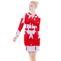 Canada Flag Canadian Flag View Button Long Sleeve Dress by Ravend