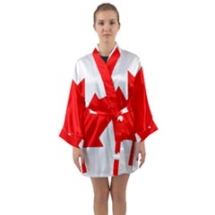 Canada Flag Canadian Flag View Long Sleeve Satin Kimono by Ravend