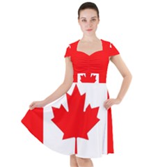 Canada Flag Canadian Flag View Cap Sleeve Midi Dress by Ravend