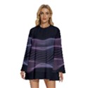 Abstract Wave Digital Design Space Energy Fractal Round Neck Long Sleeve Bohemian Style Chiffon Mini Dress View1