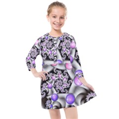 Background Fractal Annotation Sample Fantasy Kids  Quarter Sleeve Shirt Dress by Ravend