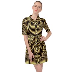 Background Fractal Sample Fantasy Texture Design Belted Shirt Dress by Ravend