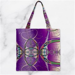 Abstract Colorful Art Pattern Design Fractal Zipper Grocery Tote Bag by Ravend