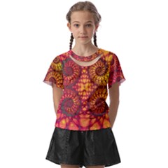 Art Pattern Fractal Design Abstract Artwork Kids  Front Cut Tee by Ravend